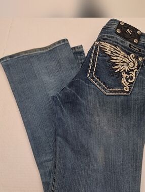 Miss Me Blue Jeans Women's 29 Boot Cut Sequins Rhinestones